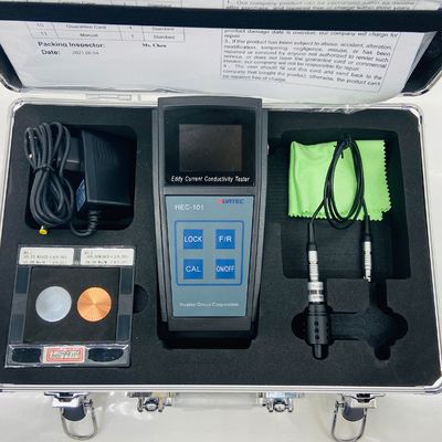 HEC-101 60KHz Probador de conductividad eléctrica de corrientes de Foucault %IACS MS/m Unidad dual Compensación automática de temperatura Medidor de conductividad de aleación de cobre y aluminio