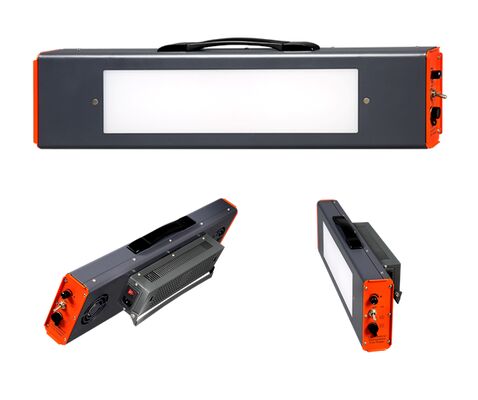 Visor de películas radiográficas LED HFV-4010P con área de visualización de 400x100 mm, potencia de 200 W y control con interruptor de pie
