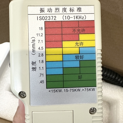 Medidor de vibraciones Clasifica las mediciones de vibraciones en rojo amarillo azul verde