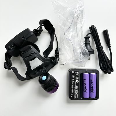 DG-3101S Casco portátil UV-A Luz negra de 90° cabeza ajustable NDT Detección de fugas fluorescentes lámpara de cabeza ultravioleta