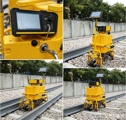 FD-GT-20 Detector de defectos de ultrasonido de ferrocarril ligero 10 canales A / B Escaneo WIFI GPS Almacenamiento en la nube Carruaje de inspección de defectos de la vía ferroviaria